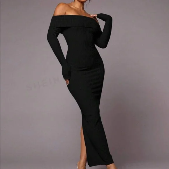 Rebellious Rose | Dresses | Womens Off Shoulder Bodycon Dress With Thigh High Slit | Poshmark Rebellious Rose | Dresses | Womens Off Shoulder Bodycon Dress With Thigh High Slit | Poshmark